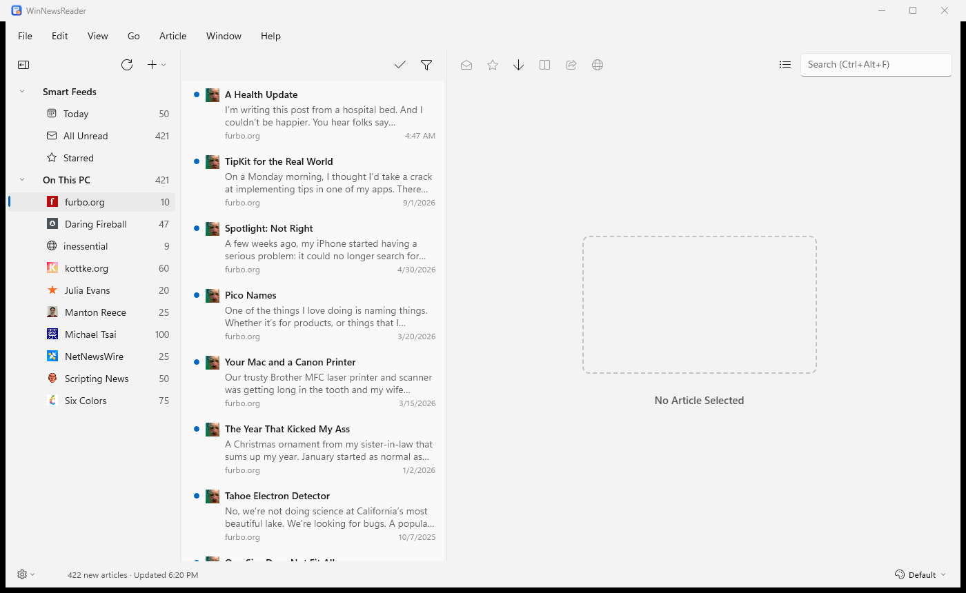 The find bar over the article, with “Apple” typed in, “1 of 5” beside it, and the matches highlighted in the text.